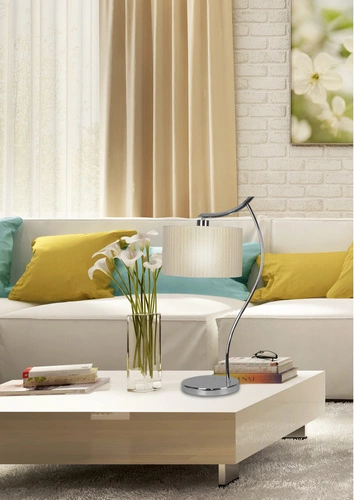 Nowoczesna lampa stołowa Draga z kremowym abażurem do sypialni i salonu CANDELLUX