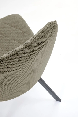 Krzesło tapicerowane Fenri oliwkowe do jadalni i salonu nowoczesne na czarnych nogach Intesi