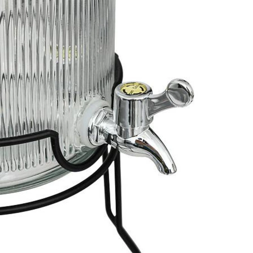 Szklany słój do napojów 4L z kranikiem na stojaku z 4 kubkami 5five simply smart na przyjęcia