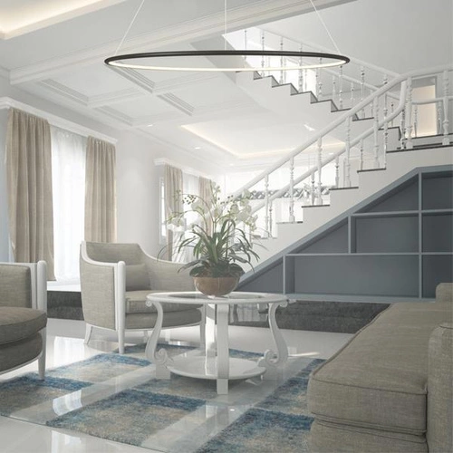 Lampa sufitowa LED okrągła Ledowe Okręgi 100 cm czarna regulowana do salonu Altavola Design