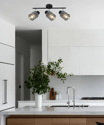 Lampa sufitowa Bill czarna szklana 3-punktowa do salonu, kuchni i jadalni