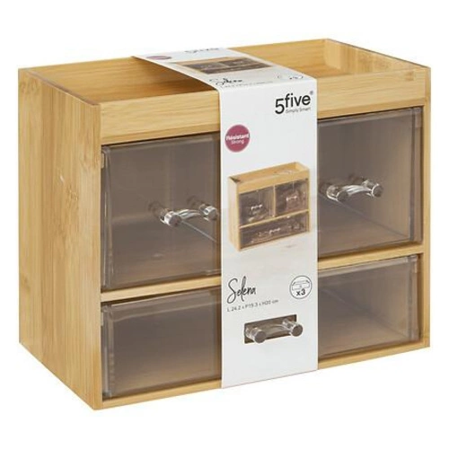 Organizer na kosmetyki do łazienki Selena Bambou bambusowy z 3 przegrodami 5five simply smart