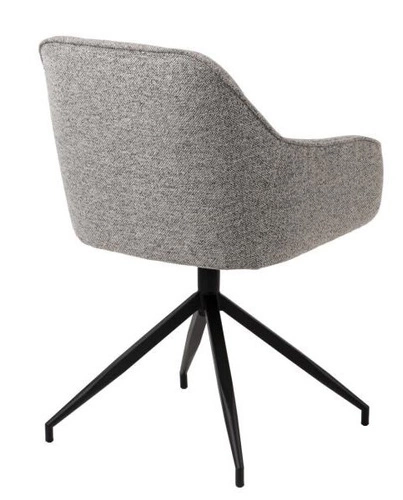 Krzesło tapicerowane Brooke obrotowe szare do jadalni i salonu nowoczesne z podłokietnikami