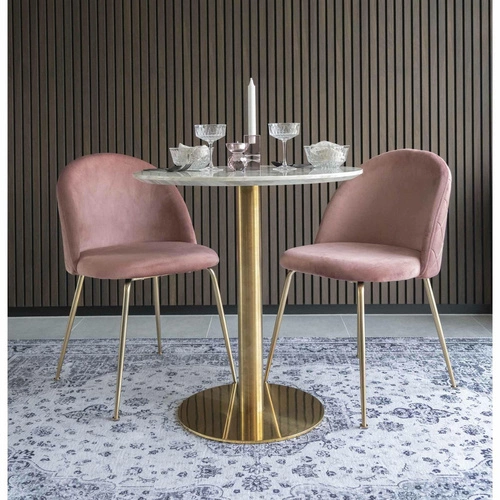 Stół okrągły Bolzano biały marmur złoty nowoczesny glamour do jadalni i salonu 70 cm