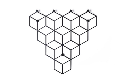 Nowoczesny wieszak ścienny do przedpokoju Stiga S Black czarny stalowy POLYHEDRA