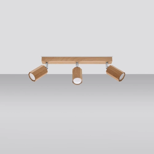 Plafon sufitowy drewniany Zeke 3 dąb nowoczesny do salonu, kuchni lub sypialni