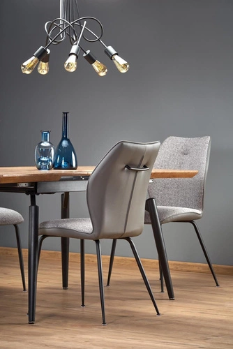 Stół rozkładany do jadalni Mella nowoczesny loftowy dąb naturalny czarne nogi 140–180 cm