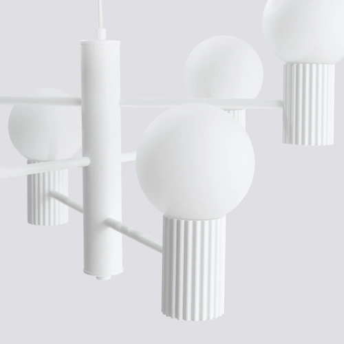 Żyrandol nowoczesny HALO 6 biały szklany do salonu i jadalni lampa sufitowa