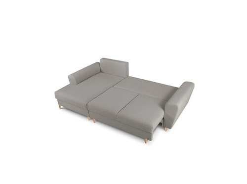 Narożnik z funkcją spania Moghan Grey Boucle Lewostronna kolor nóg naturalny