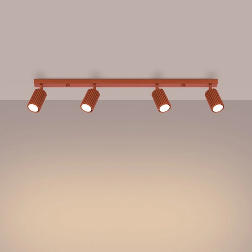 Plafon sufitowy KARBON 4L czerwony minimalistyczny do salonu z ruchomym kloszem 81 cm