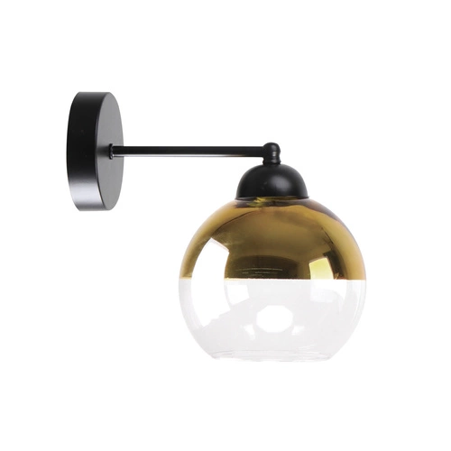 Kinkiet Contessa lampa czarny 1x40 E27  klosz złoty