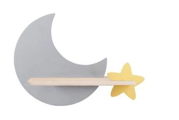 Kinkiet ścienny Moon LED 5W szaro-złoty klasyczny do pokoju dziecięcego drewniany 39,5 cm