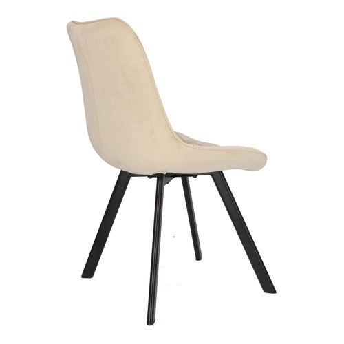 Krzesło tapicerowane welurowe Moly Intesi beżowe z czarnymi nogami do jadalni i salonu