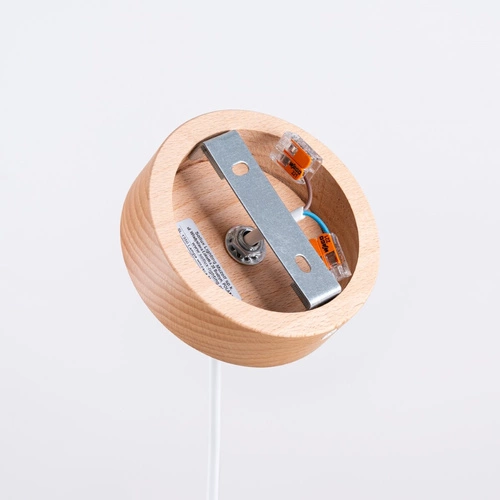 Lampa wisząca MARION biała skandynawska okrągła do salonu i jadalni drewno stal 130 cm