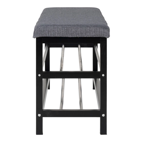 Ławka tapicerowana Padova szara z półkami na buty do przedpokoju nowoczesna Intesi 100 cm