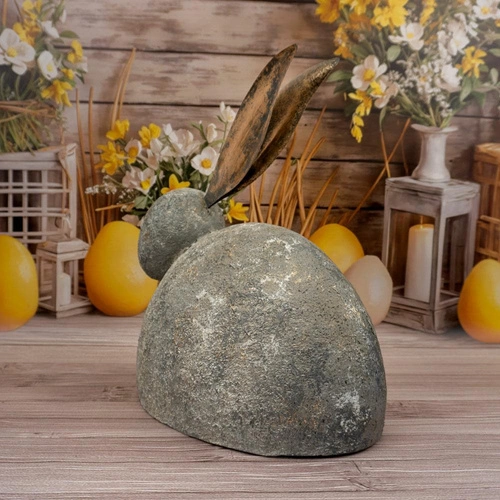Intesi figurka wielkanocna leżący królik 33 cm szary nowoczesna dekoracja do salonu