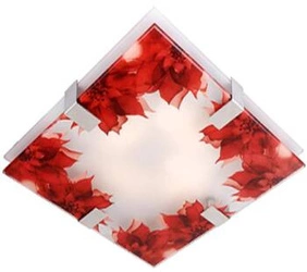 Plafon kwadratowy szklany czerwony Rapsody 30x30 nowoczesny do salonu i sypialni