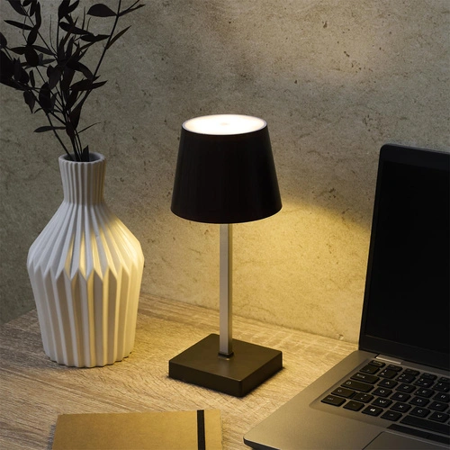 Lampka biurkowa LED Blanca dotykowa brązowa na baterie ściemniana