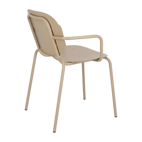 Krzesło metalowe Si-Si Arm SCAB Design beżowe z podłokietnikami do ogrodu i tarasu