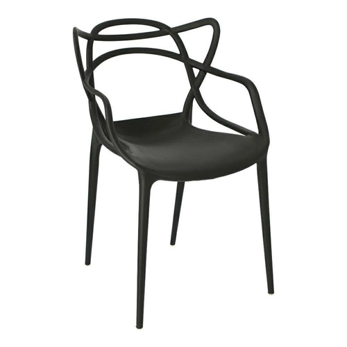 Krzesło Lexi czarne inspirowane Master chair nowoczesne do jadalni z tworzywa sztaplowane