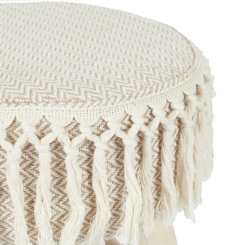 Taboret drewniany Pampa beżowy Intesi do salonu i sypialni w stylu boho i skandynawskim