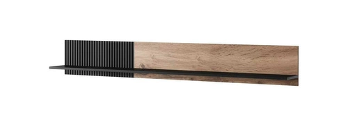 Półka ścienna na książki Adre 180 cm dąb wotan czarny loftowa do salonu i biura Intesi