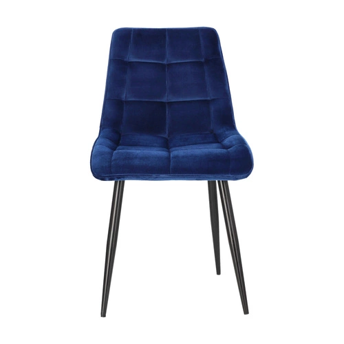 Krzesło do jadalni Plaid Intesi tapicerowane welurowe granatowe nowoczesne czarne nogi