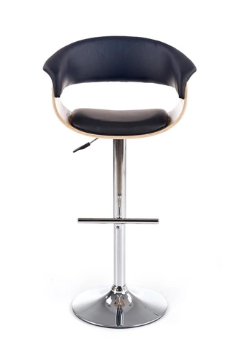 Hoker Quena czarny z oparciem regulowany obrotowy do kuchni i wyspy nowoczesny dąb Intesi