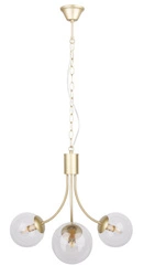 Lampa wisząca Dani złota 3-punktowa kula szklana nowoczesna do salonu lub jadalni