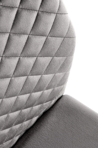 Krzesło do jadalni Celine Intesi tapicerowane welur szare nowoczesne na czarnych płozach