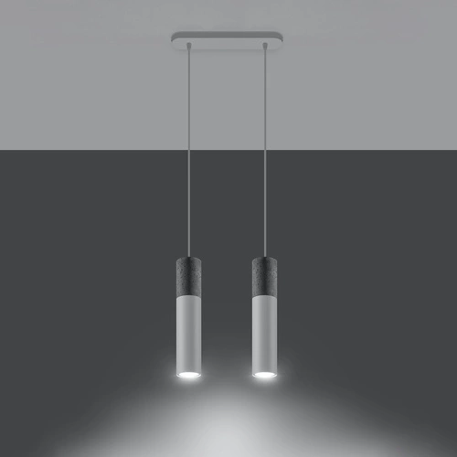 Lampa wisząca Borgio 2 biała nowoczesna do salonu i nad stół loftowa cementowa