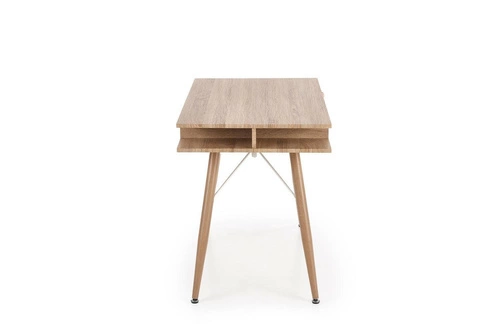 Biurko skandynawskie do pracy z szufladą i półkami Interi dąb sonoma białe 120x60 cm Intesi