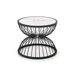 Stolik kawowy Bizerta okrągły biały marmur 50 cm nowoczesny glamour do salonu Intesi