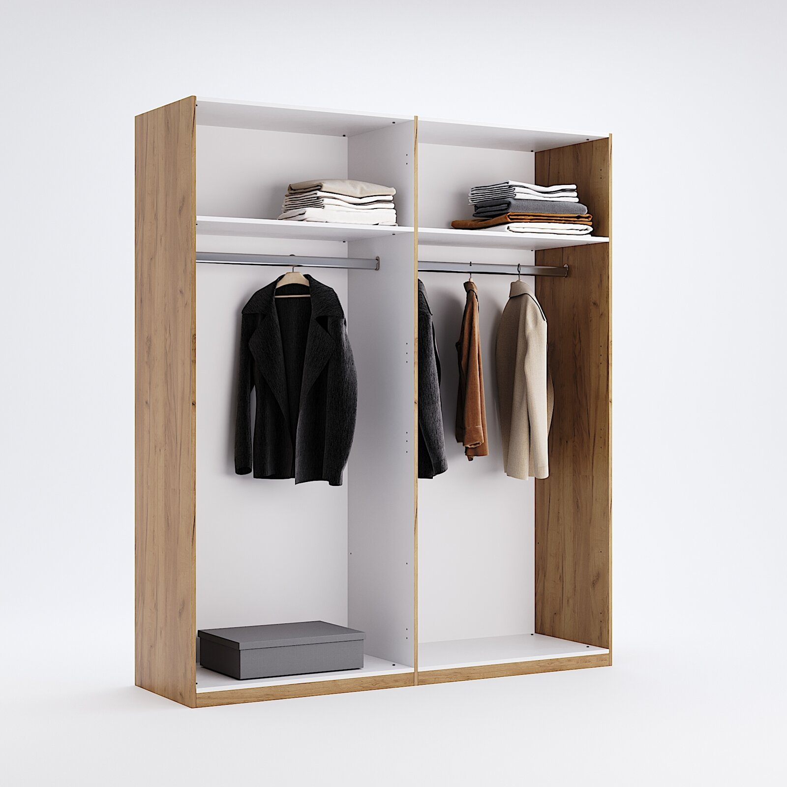 Szafa przesuwna Matle 200 cm dąb szary nowoczesna z półkami do sypialni garderoby