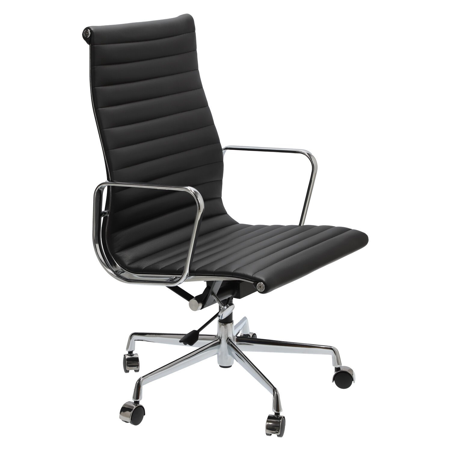 Fotel biurowy CH1191 PREMIUM inspirowany EA119 skóra czarna, chrom