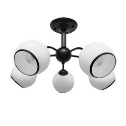 Lampa sufitowa Marinen czarny 5x40W E27 klosz biały z obwódką