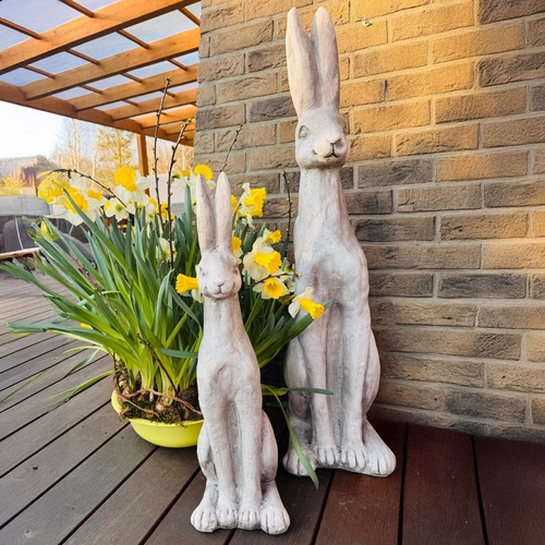 Intesi figurka wielkanocna zając szary 69 cm dekoracja stojąca na komodę do salonu