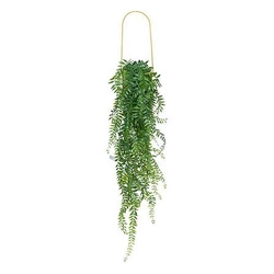 Sztuczna roślina paproć 82cm w wiszącej złotej donicy
