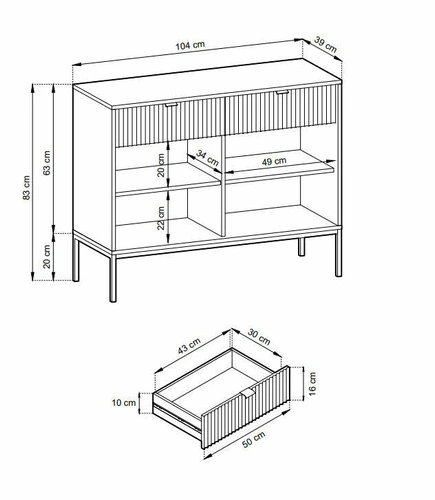Komoda Delicious ryflowana zielona 104 cm nowoczesna z szufladami na nóżkach do salonu Intesi