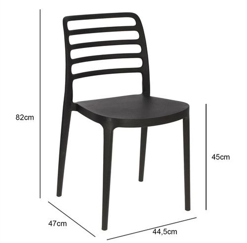 Krzesło ogrodowe Valla czarne Intesi nowoczesne z tworzywa sztaplowane łatwe czyszczenie
