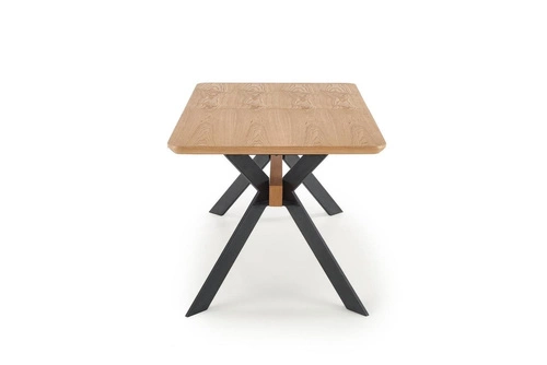 Stół rozkładany do jadalni Carbad dąb naturalny czarne nogi nowoczesny loftowy 160-220x90 cm Intesi