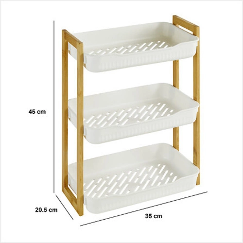 Półka łazienkowa biała 3-poziomowa Naturéo z bambusa prostokątna do łazienki 5five simply smart