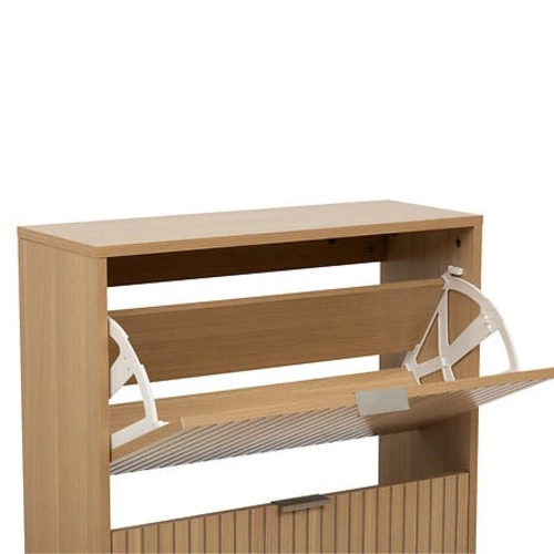 Wysoka szafka na buty Tasso 5five simply smart z ryflowanym frontem, szufladami i złotymi nogami