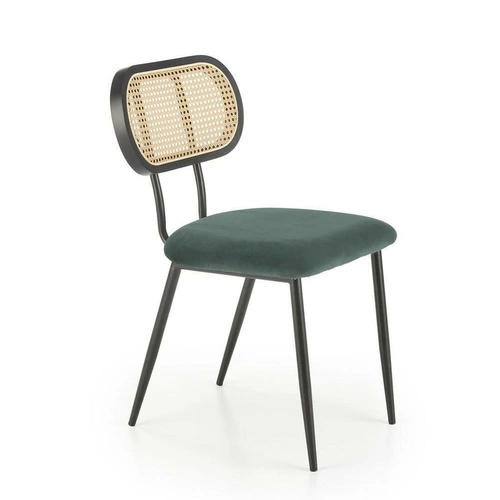 Krzesło tapicerowane welur Sophie zielone do jadalni i salonu nowoczesne na czarnych nogach