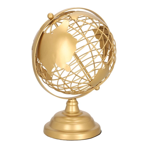 Intesi Globus dekoracyjny metalowy złoty 28 cm glamour ozdobny do salonu lub biura