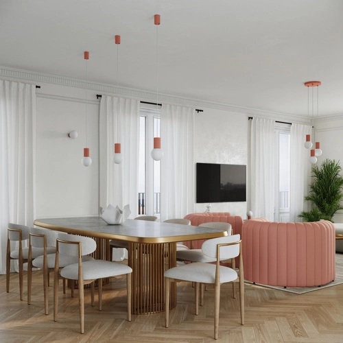 Lampa wisząca HALO 3P nowoczesna szklana brzoskwiniowa do salonu i kuchni