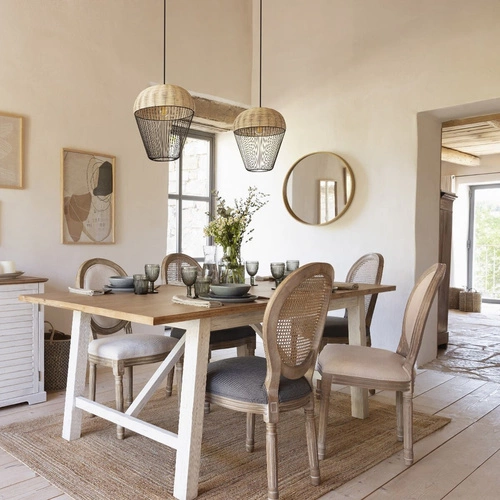 Lustro okrągłe Letizia 68cm Atmosphera dekoracyjne do salonu i przedpokoju naturalne