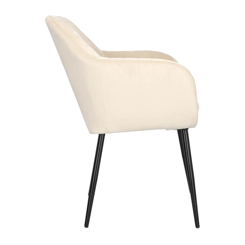 Krzesło tapicerowane welur Emilia Actona beżowe z podłokietnikami do jadalni nowoczesne