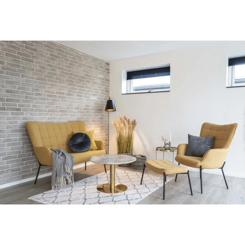 Okrągły stolik kawowy Bolzano 70 cm biały marmur złoty glamour do salonu Intesi