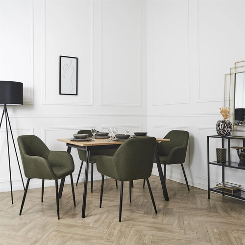 Krzesło tapicerowane Lavia zielone khaki do jadalni i salonu z podłokietnikami Intesi